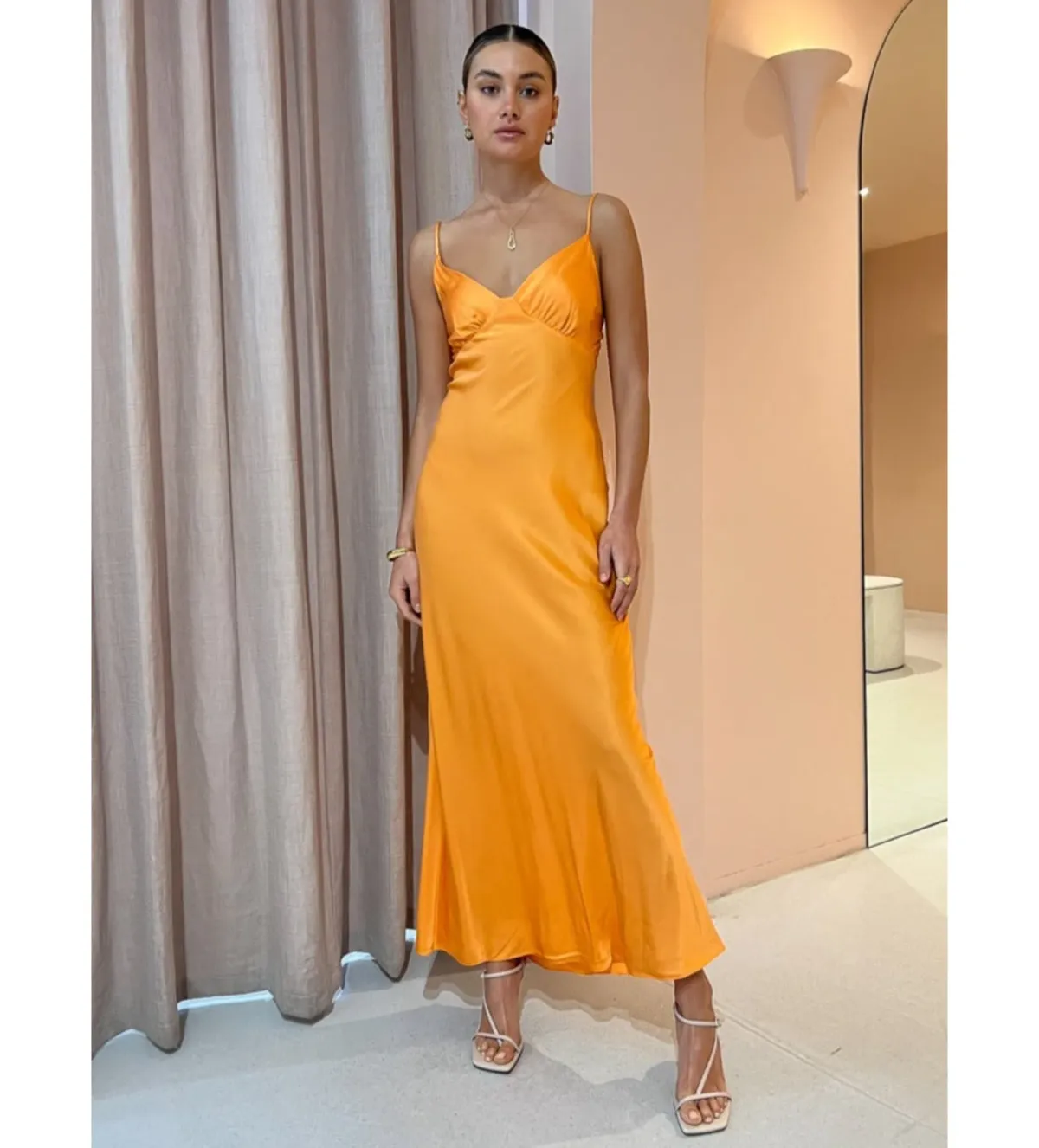 Bec & Bridge Amber V Maxi Dress in Nectarine Orange Size 8 - Image 1