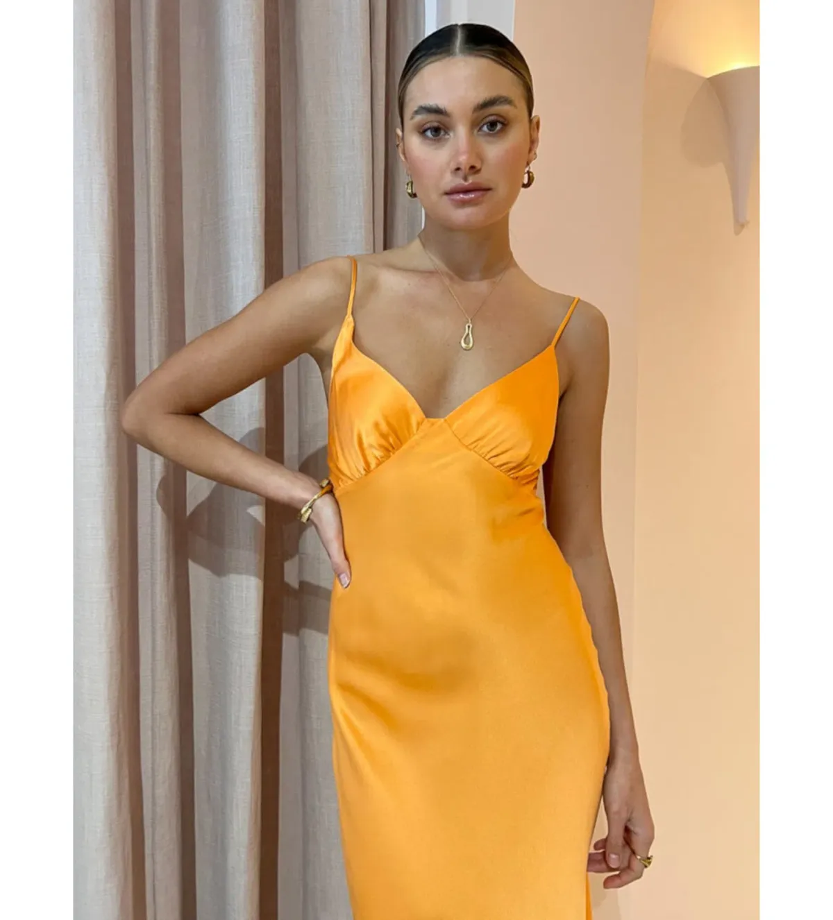 Bec & Bridge Amber V Maxi Dress in Nectarine Orange Size 8 - Image 2