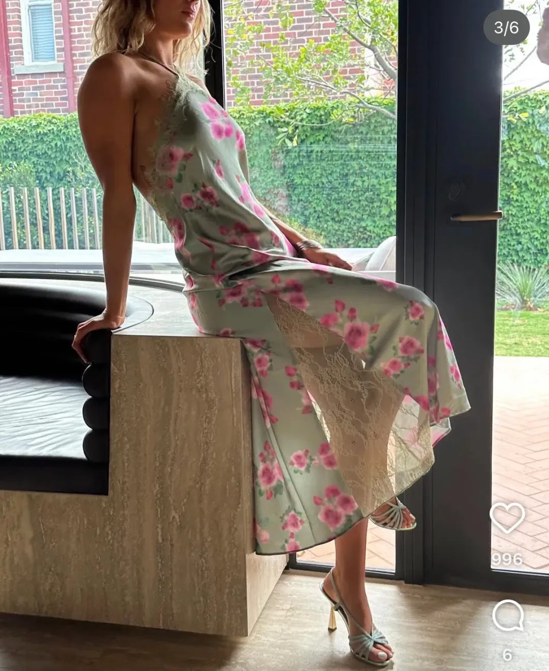 WeWoreWhat Lace Halter Maxi Dress in Sage for rent on The Volte - main image