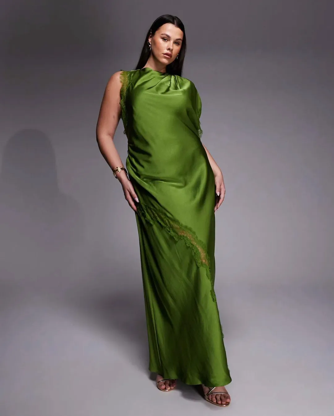 Forever new Kody Satin Lace Dress size 18 Asymmetric for rent on The Volte - main image