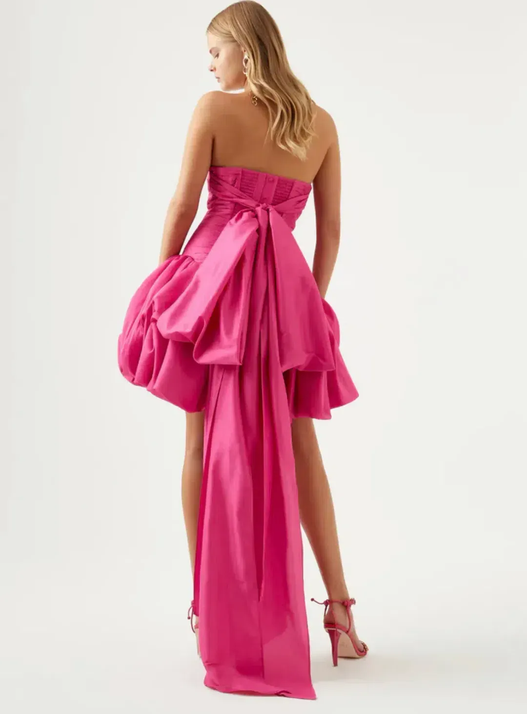 AJE PIACERE BUBBLE HEM MINI DRESS IN FUCHSIA WITH BOW | Size AU 10 for rent on The Volte - main image