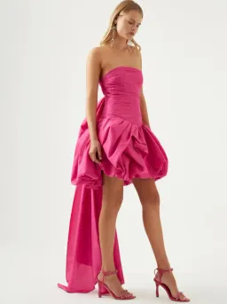 AJE PIACERE BUBBLE HEM MINI DRESS IN FUCHSIA WITH BOW | Size AU 10 for rent on The Volte - image 4