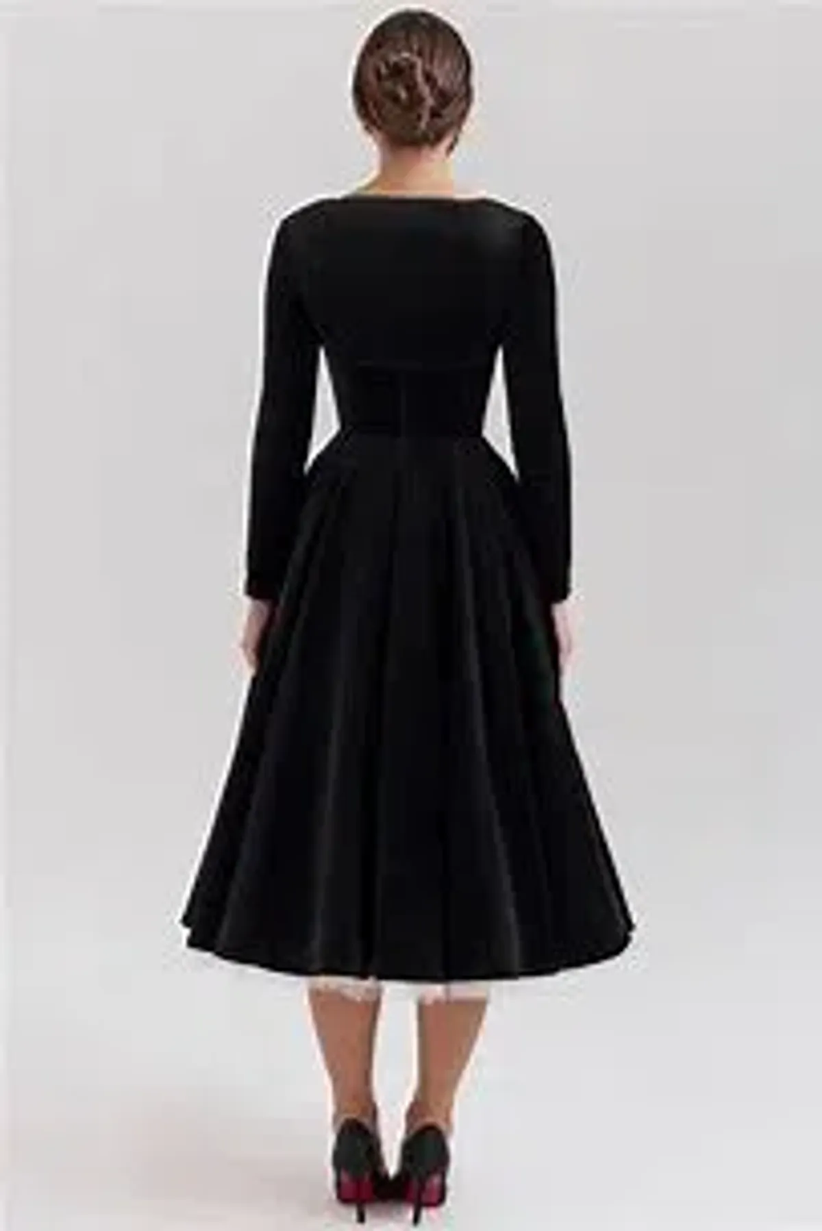 House of CB - Mademoiselle Black Velvet Tulle Midi Dress + Bolero - Image 6