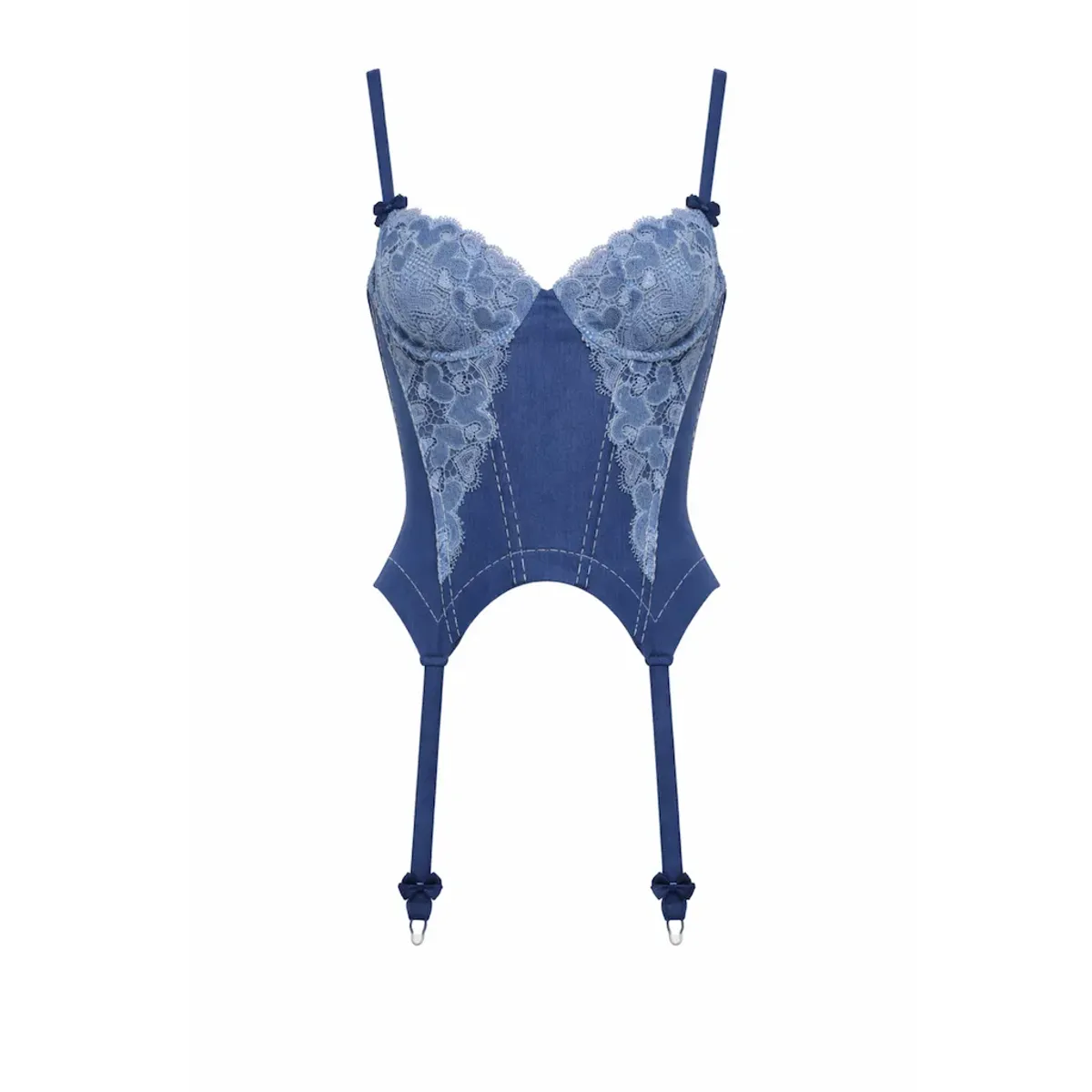 For Love & Lemons Denim Hearts Bustier - Image 2