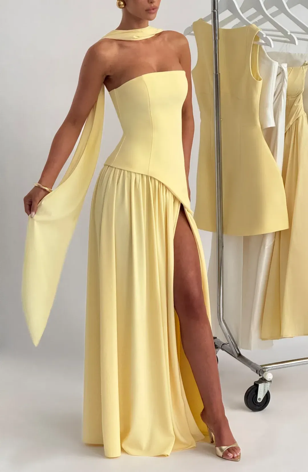 Baby Boo Maliyah Maxi Dress - Lemon Yellow (S) for rent on The Volte - main image