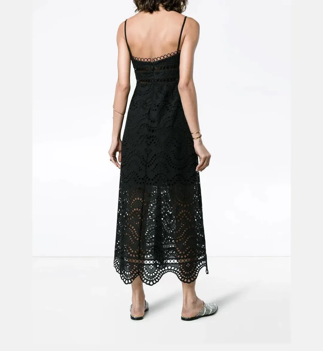 Zimmermann Jaya Wave Midi Dress Black Size 2 / Au 12 for rent on The Volte - main image