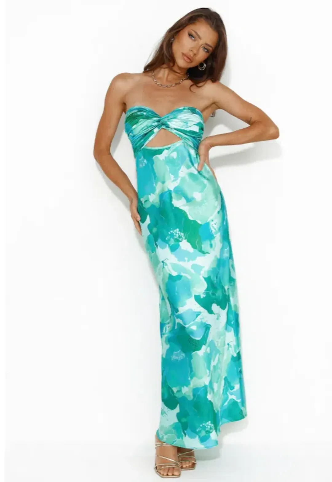Colour Bloom Strapless Midi- Hello Molly- size 14 for rent on The Volte - main image