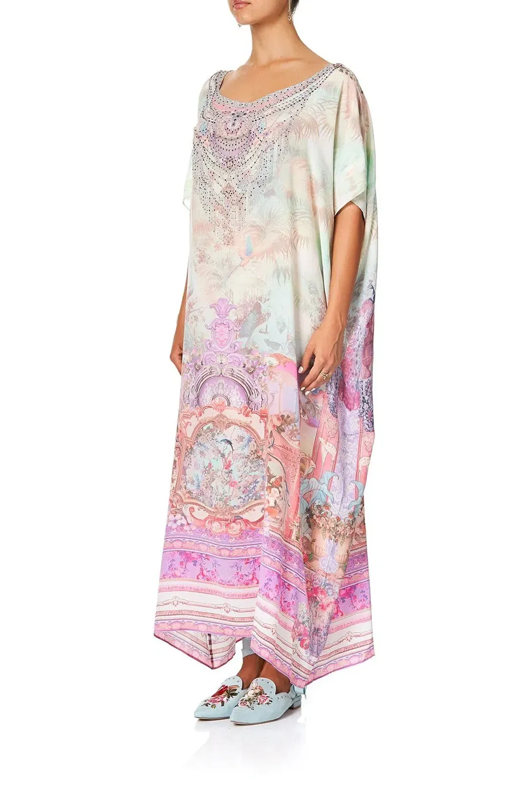 Camilla Slim Line Round Neck Kaftan Electron Libre Print Size 12 for rent on The Volte - main image