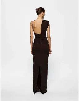 Effie Kats Greer One Shoulder Floor Length Gown Brown Size 10 for rent on The Volte - image 4