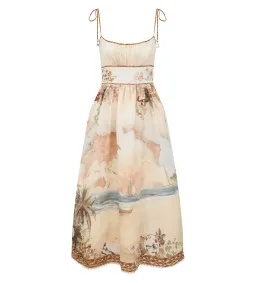 Zimmermann Mahon Picnic Midi Dress in Island Map Blue Size 2/AU12 for rent on The Volte - image 1
