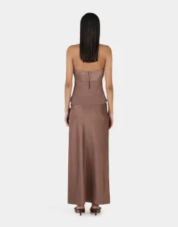 OWNLEY - Ricky Midi Skirt & Patrice strapless top , Brown Size 6 (XS) for rent on The Volte - image 3