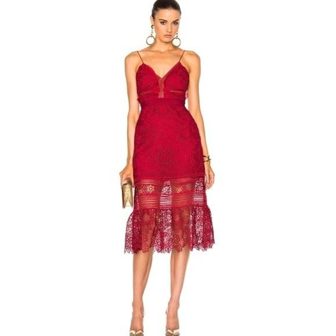 Self Portrait Floral Lace Midi Dress Size 8 for rent on The Volte - main image