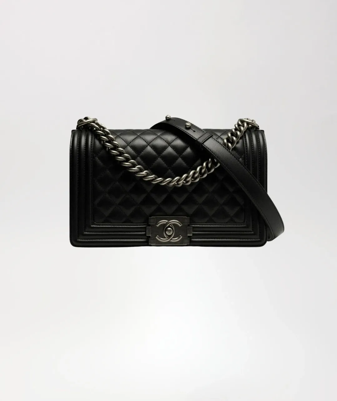 Boy Chanel Black Medium Handbag for rent on The Volte - main image