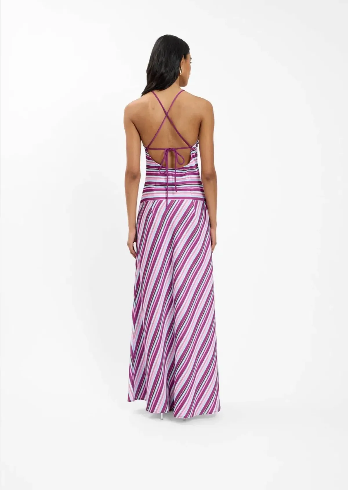 WITH HARPER LU - HALTER MAXI DRESS | VIOLET STRIPE | XL - Image 4