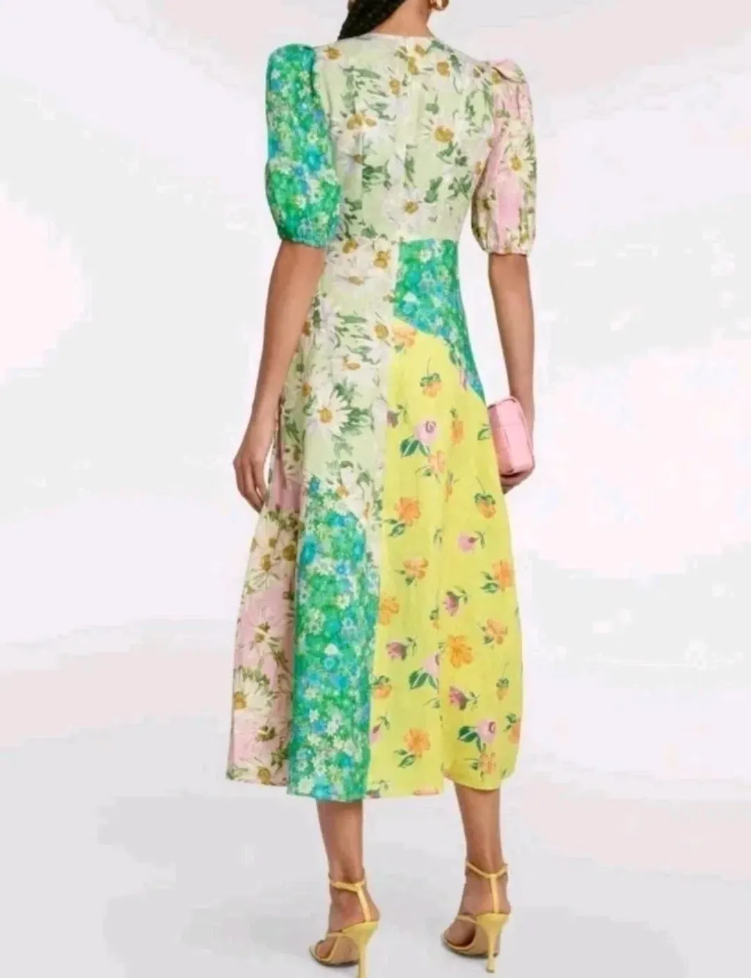Alemais Kenzie Puff Sleeve Midi Dress in Multi Floral Size 16 for rent on The Volte - main image