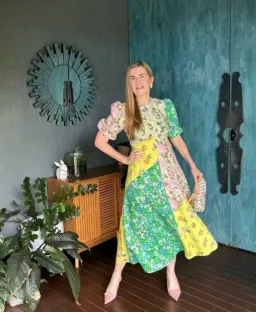 Alemais Kenzie Puff Sleeve Midi Dress in Multi Floral Size 16 for rent on The Volte - image 1