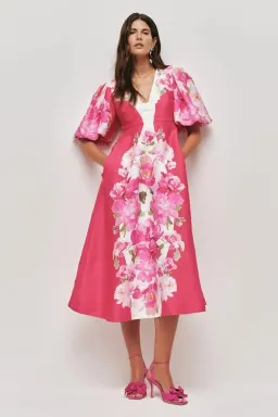 🩷 AJE Overflow Knotted Floral Midi Dress in 'Rosa Bold' Pink – 12 AU 🩷 for rent on The Volte - image 1