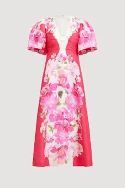 🩷 AJE Overflow Knotted Floral Midi Dress in 'Rosa Bold' Pink – 12 AU 🩷 for rent on The Volte - image 5