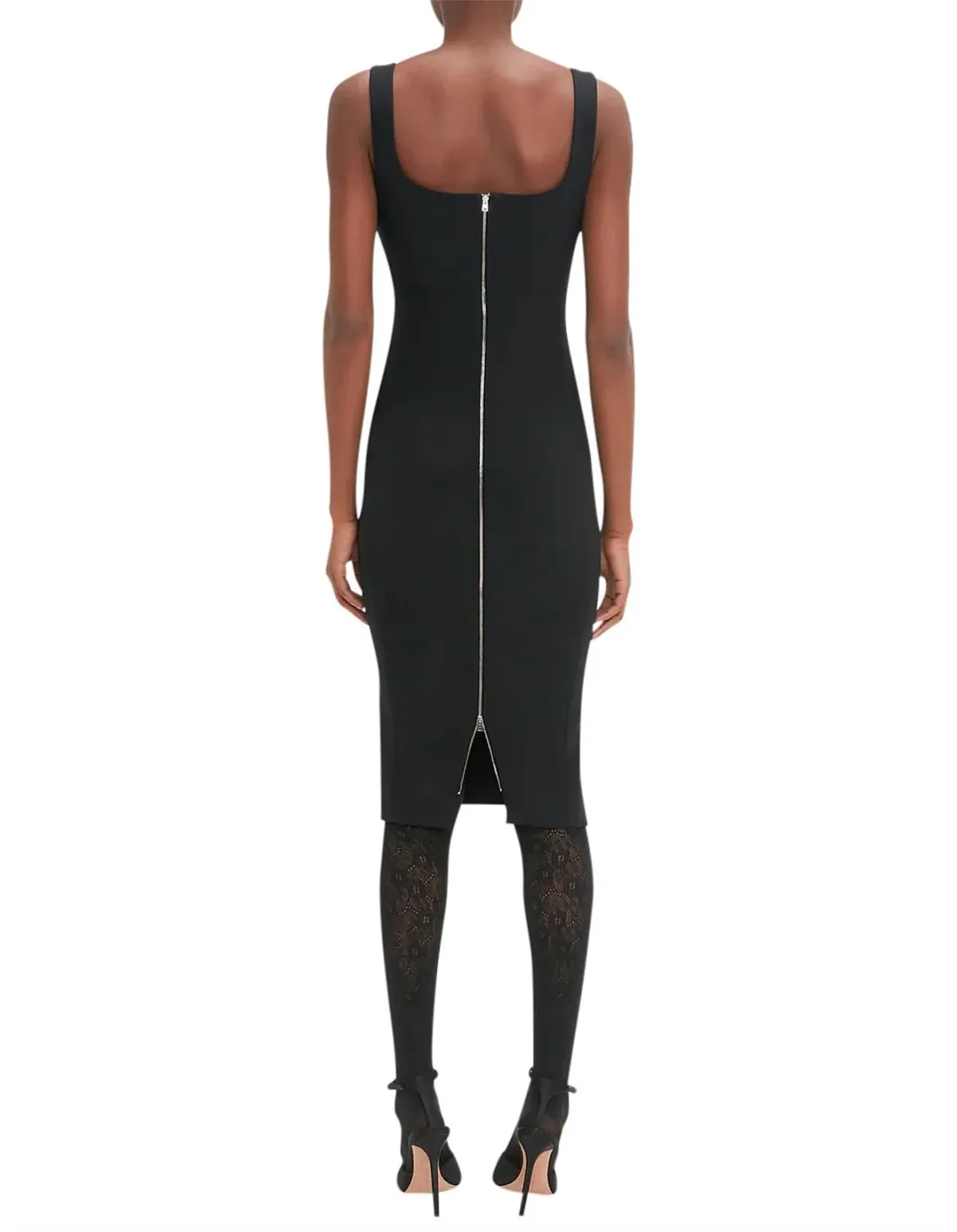 Victoria Beckham Sleeveless Fitted T-shirt Dress Black Size 14 - Image 3