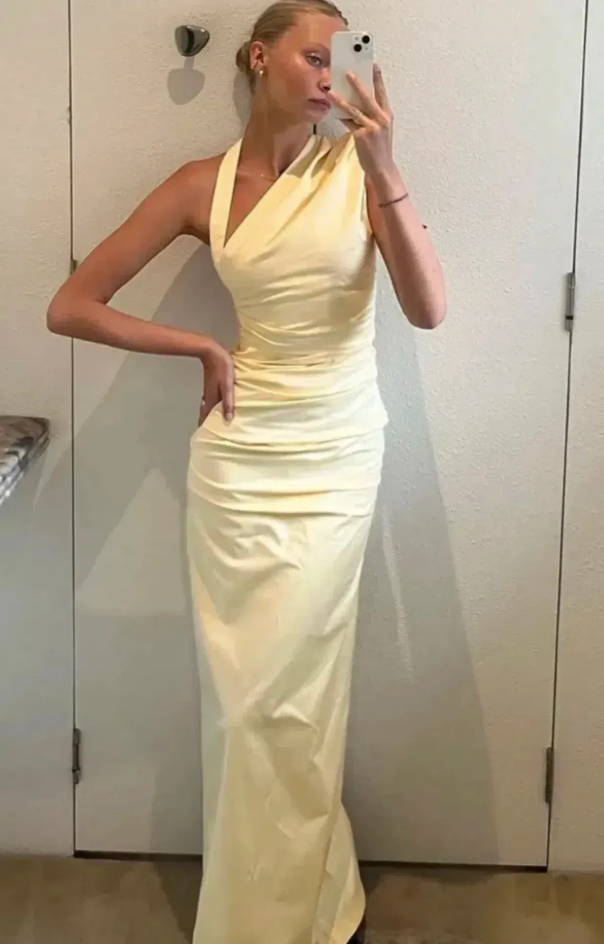 Sir The Label Giacomo Gathered Maxi Dress Gown In Butter | Size AU 12 - Image 2