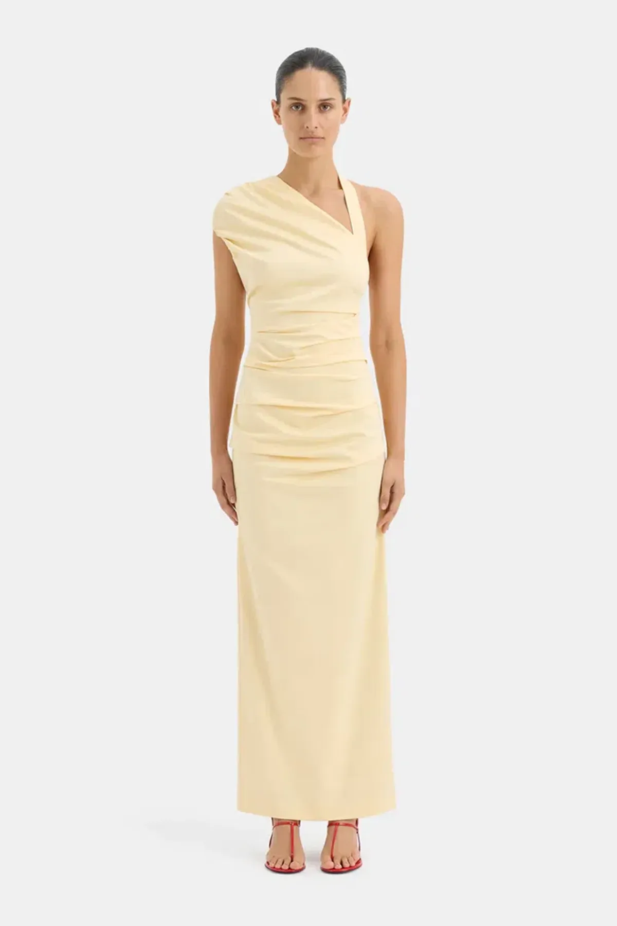 Sir The Label Giacomo Gathered Maxi Dress Gown In Butter | Size AU 12 - Image 6