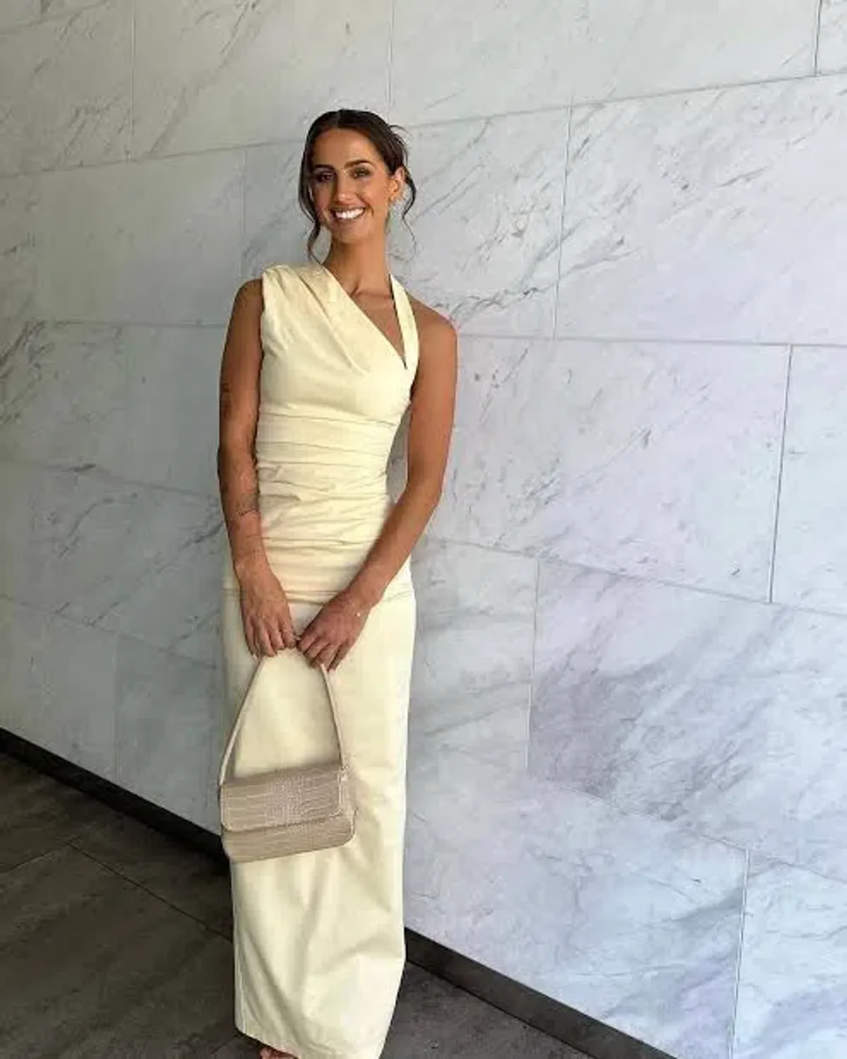 Sir The Label Giacomo Gathered Maxi Dress Gown In Butter | Size AU 12 - Image 4