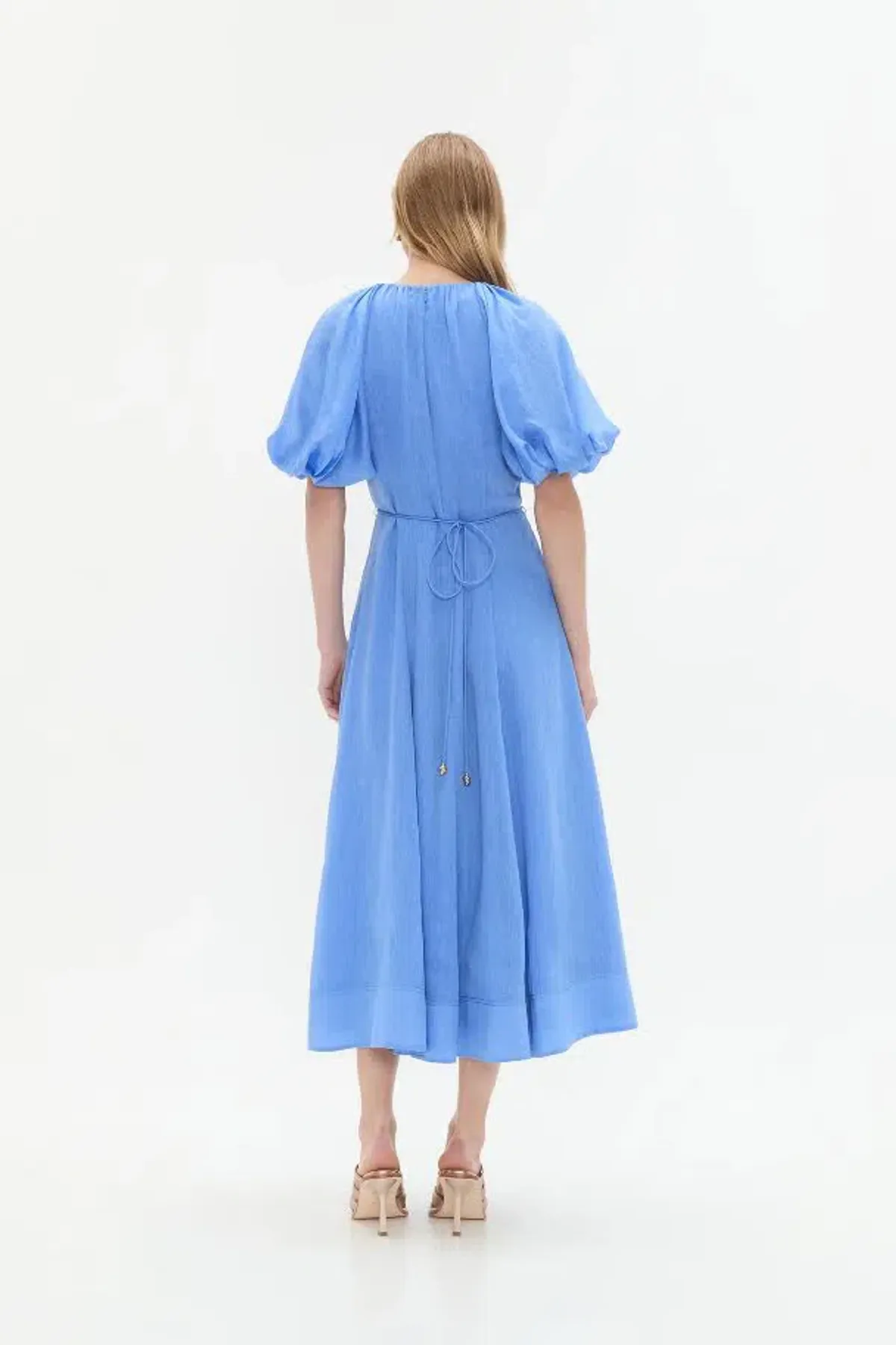 💙 AJE Alma Midi Dress – Mist Blue – Size 12 (AU) 💙 Satin-type Finish - Image 3