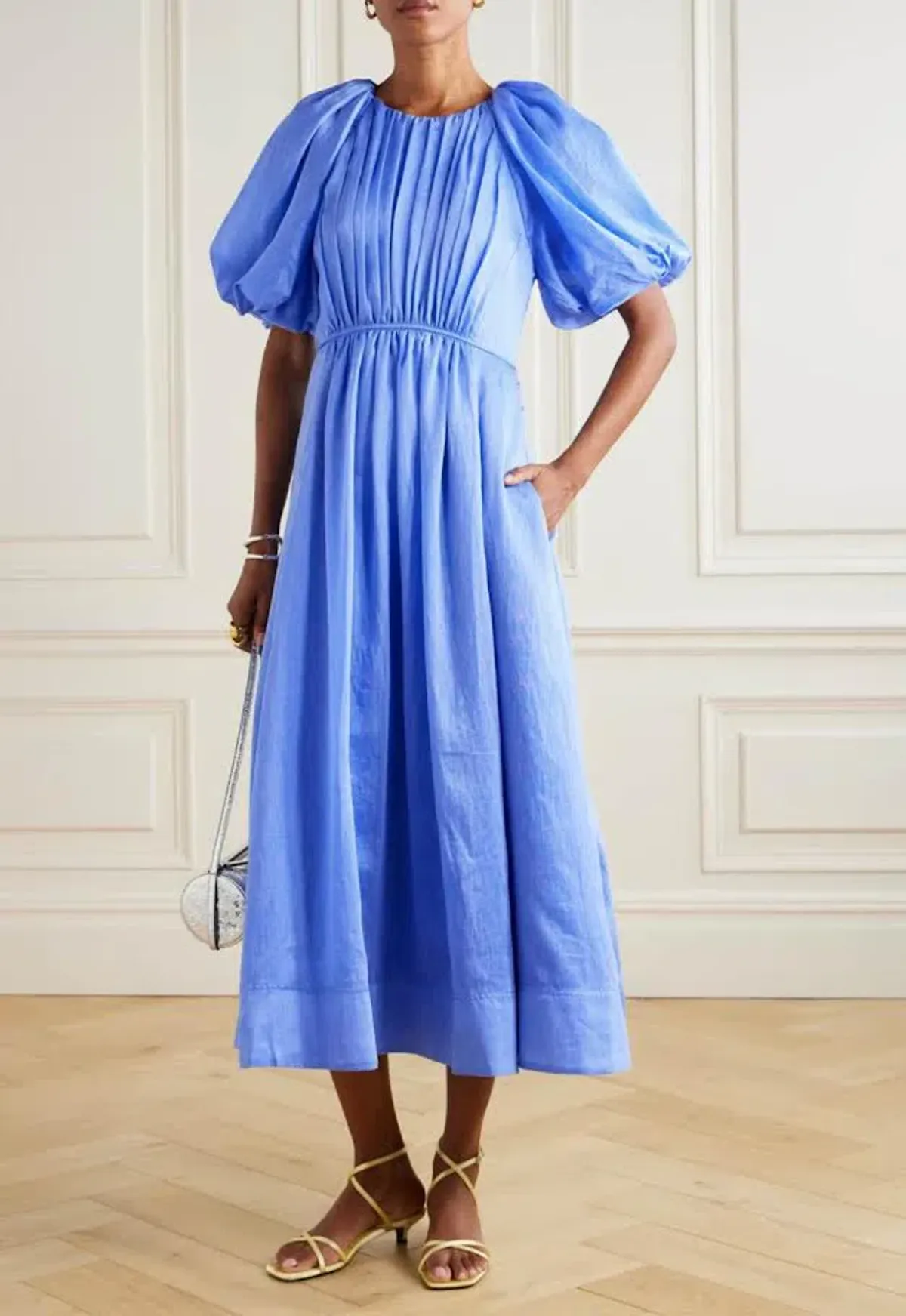 💙 AJE Alma Midi Dress – Mist Blue – Size 12 (AU) 💙 Satin-type Finish - Image 8