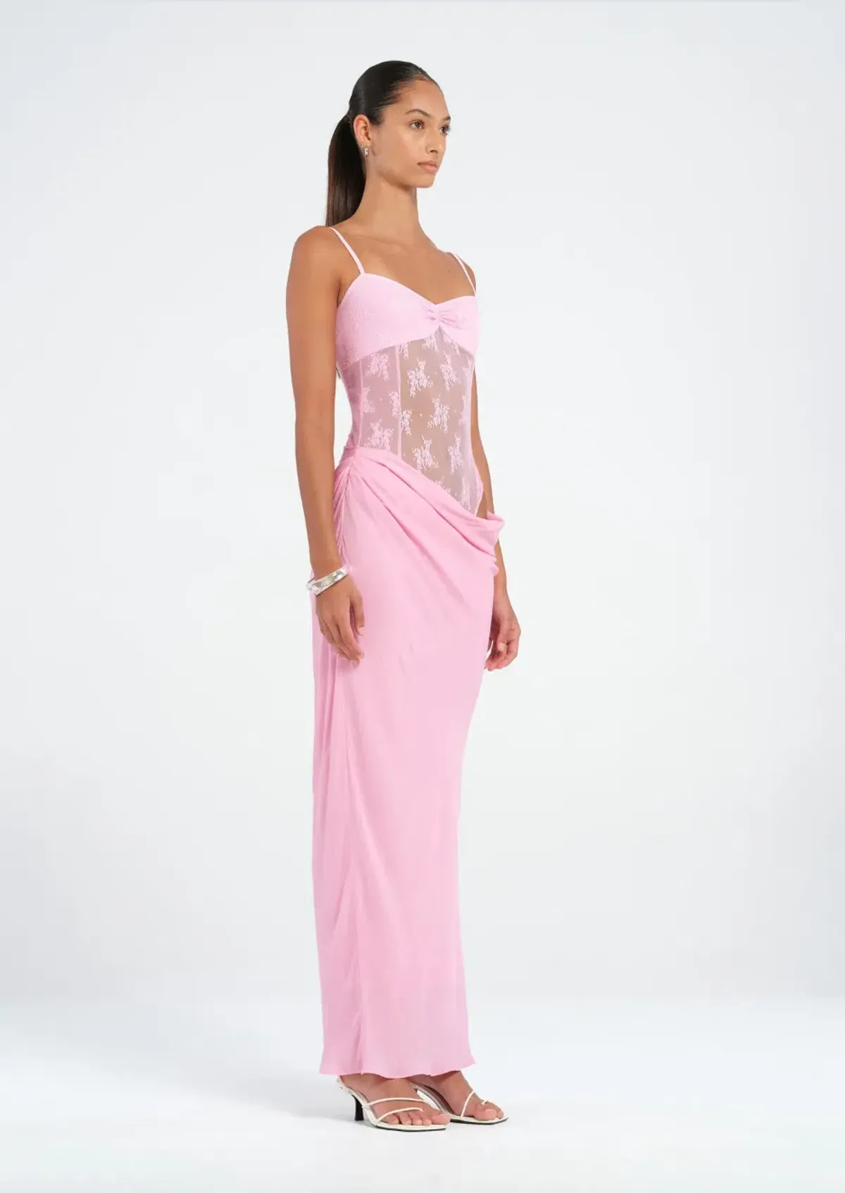 Benni Akio Maxi Dress Gown In Peony Pink | Size AU 14 - Image 2