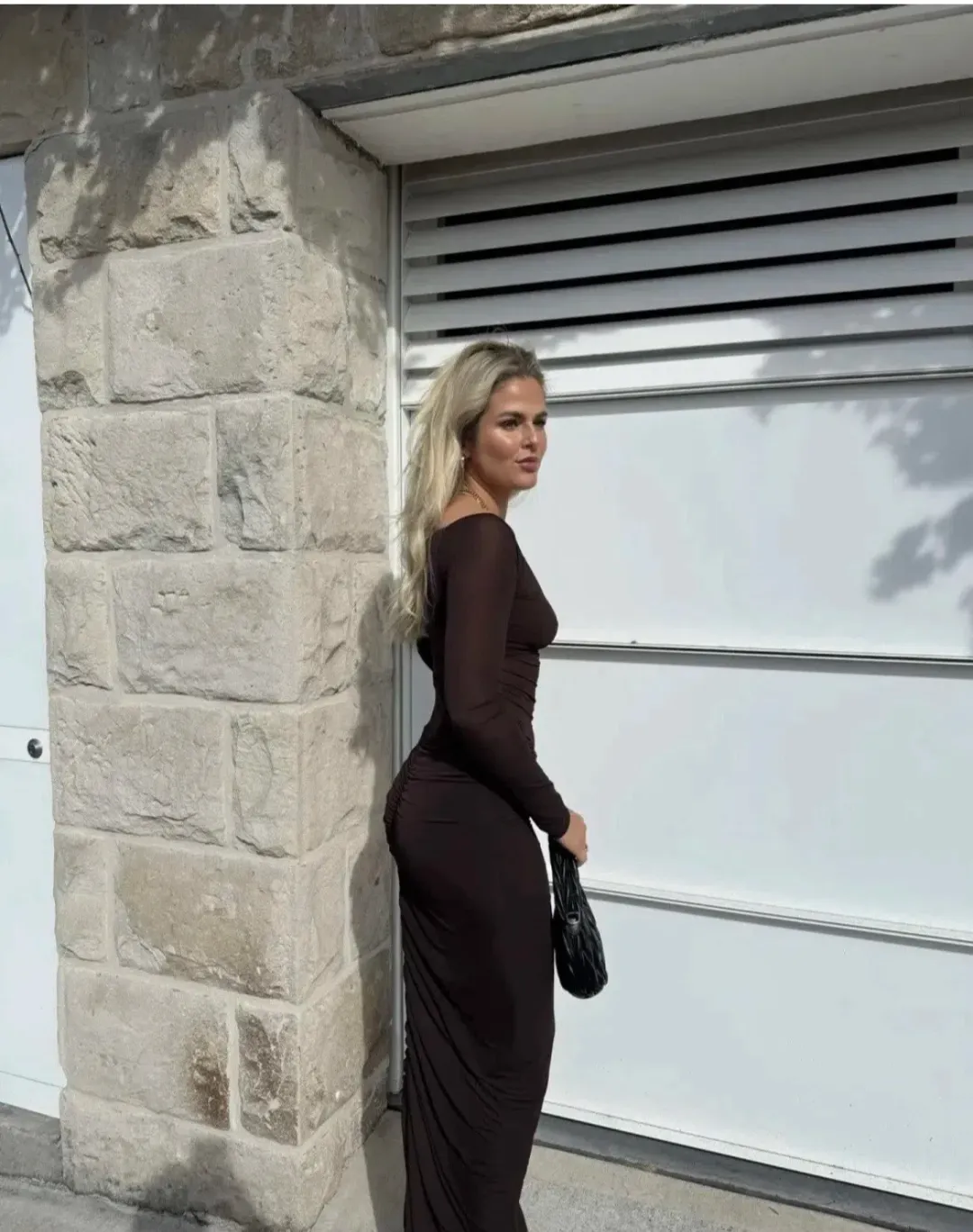 Benni Wilma Long Sleeve Maxi Dress in Chocolate | Size 8 for rent on The Volte - main image
