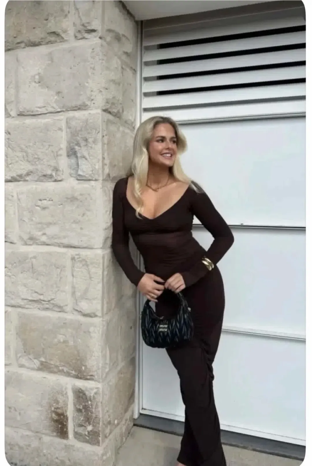 Benni Wilma Long Sleeve Maxi Dress in Chocolate | Size 8 for rent on The Volte - main image