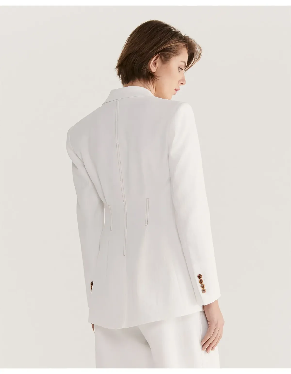 Saba Dharma Stitch Detail Blazer Beige Size 14 - Image 4