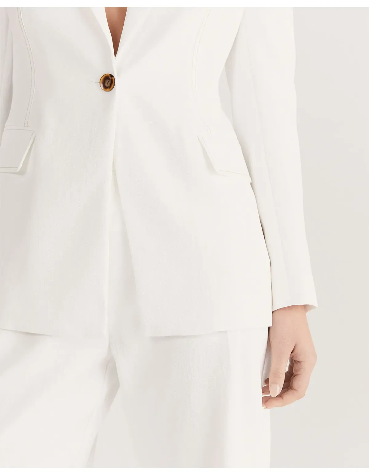 Saba Dharma Stitch Detail Blazer Beige Size 14 - Image 5