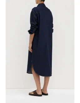 Assembly Label Kiera Recycled Midi Shirt Dress Deep Indigo Denim Size 10 for rent on The Volte - image 5
