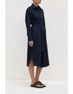 Assembly Label Kiera Recycled Midi Shirt Dress Deep Indigo Denim Size 10 for rent on The Volte - image 3