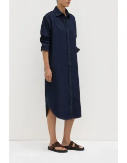Assembly Label Kiera Recycled Midi Shirt Dress Deep Indigo Denim Size 10 for rent on The Volte - image 4