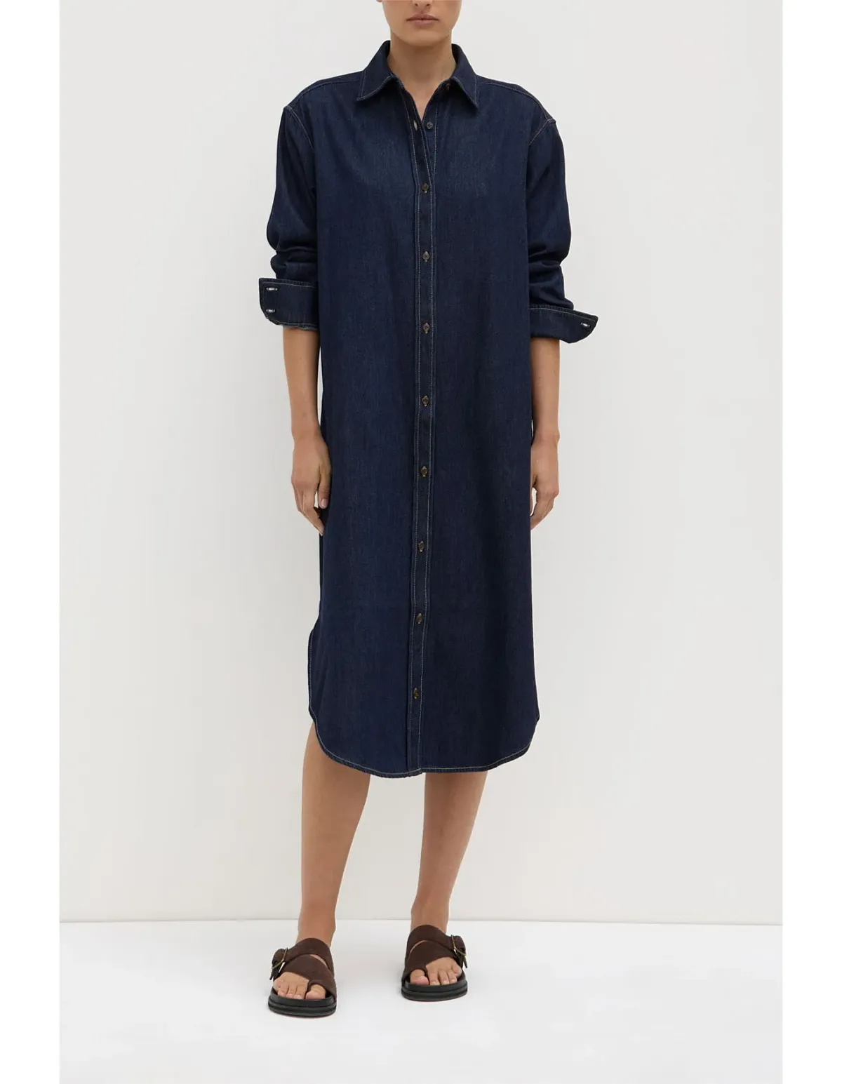 Assembly Label Kiera Recycled Midi Shirt Dress Deep Indigo Denim Size 10 - Image 2