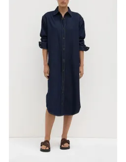 Assembly Label Kiera Recycled Midi Shirt Dress Deep Indigo Denim Size 10 for rent on The Volte - image 2