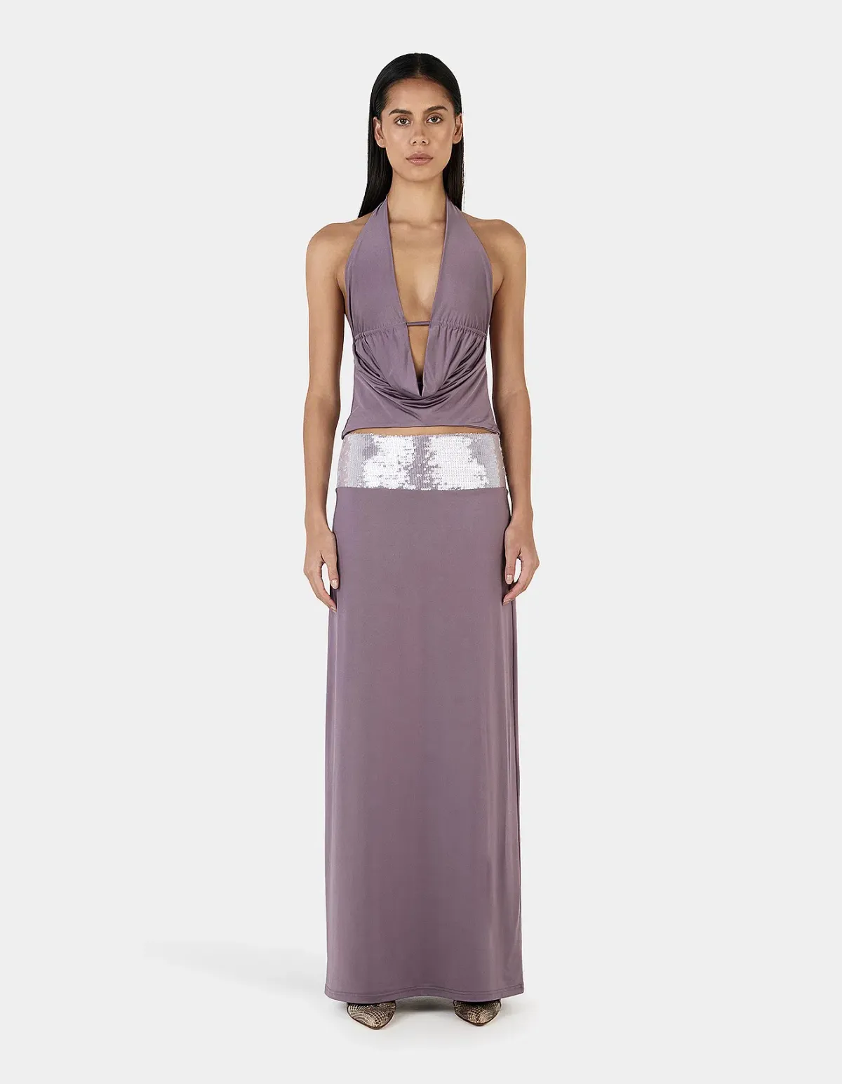 Ownley Aubergine Kyra Top & Francesca Skirt set size S - Image 1