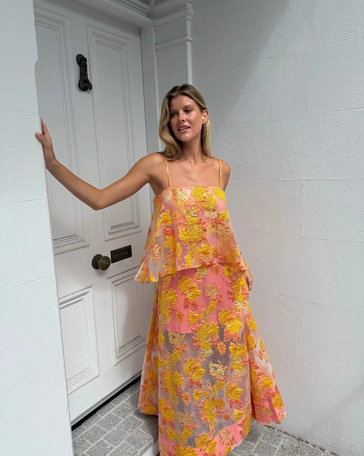 Elliatt Elysia Tiered Gown Orange size S / 8 for rent on The Volte - main image