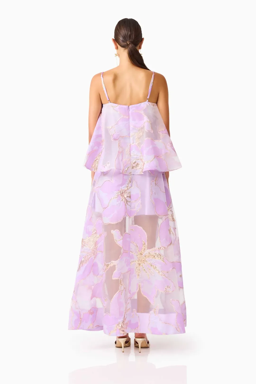 Elliatt Elysia Tiered Gown size 16 / XXL Purple Floral for rent on The Volte - main image