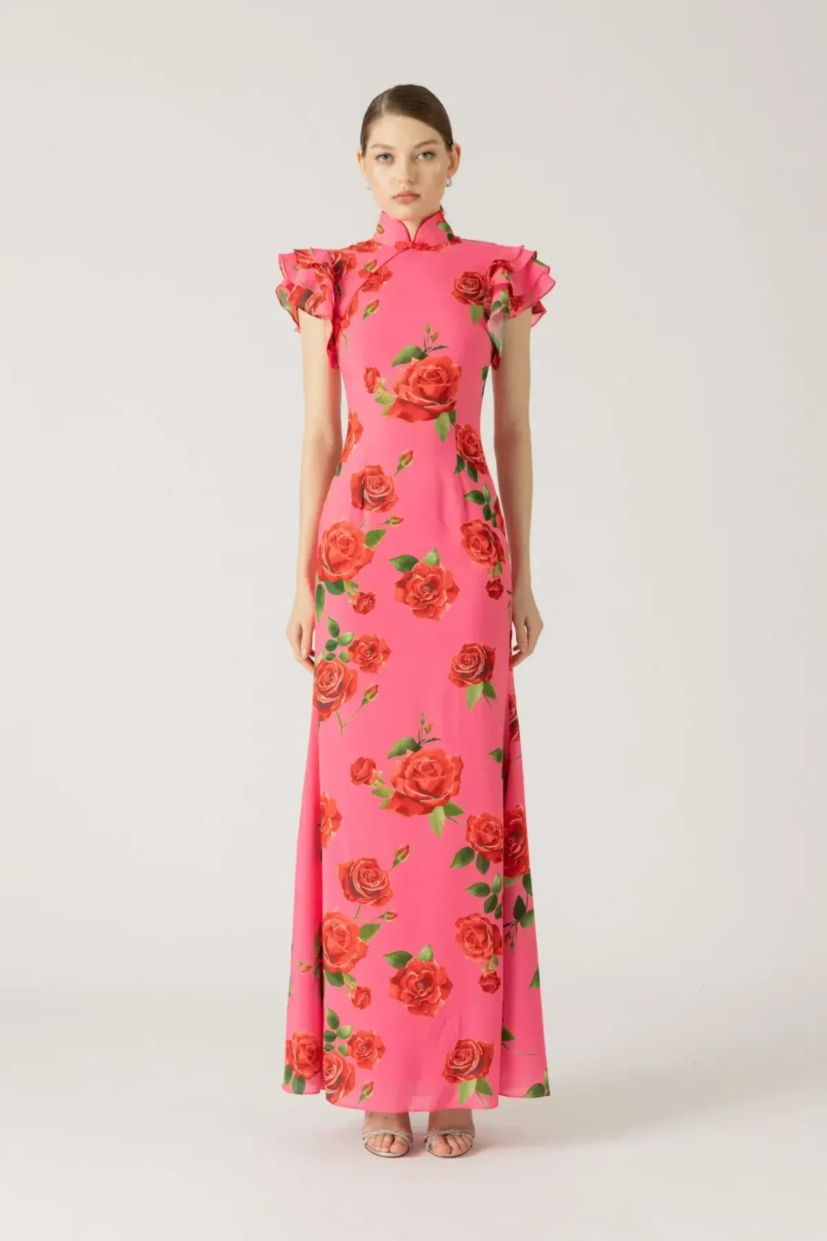 Sau Lee Sylvie Maxi Floral Dress in Pink Size 10/US 6 for rent on The Volte - main image
