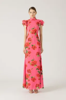 Sau Lee Sylvie Maxi Floral Dress in Pink Size 10/US 6 for rent on The Volte - image 1