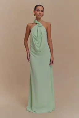 Meshki Rosalia Cowl Neck Maxi Dress Sage for rent on The Volte - image 1