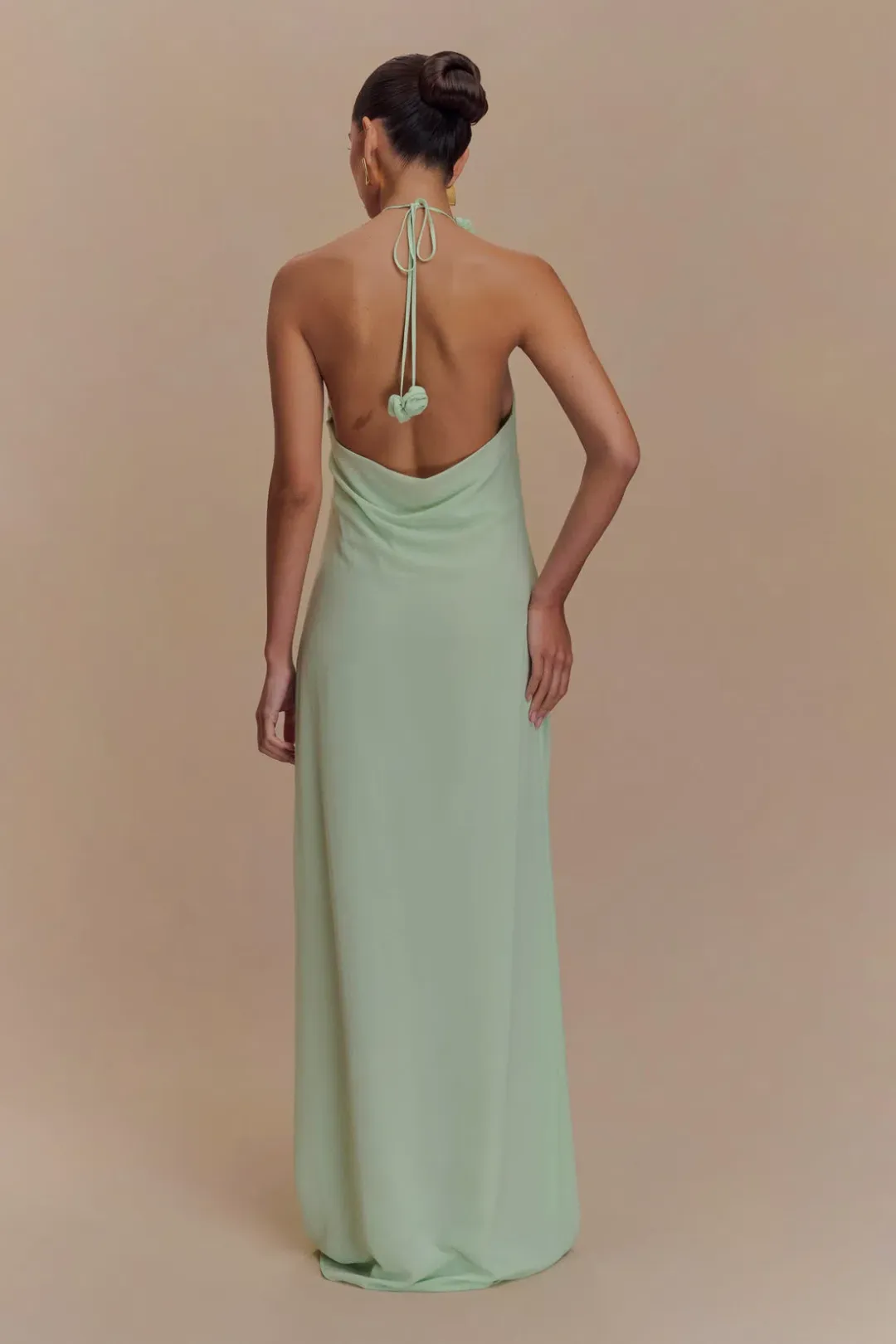 Meshki Rosalia Cowl Neck Maxi Dress Sage for rent on The Volte - main image