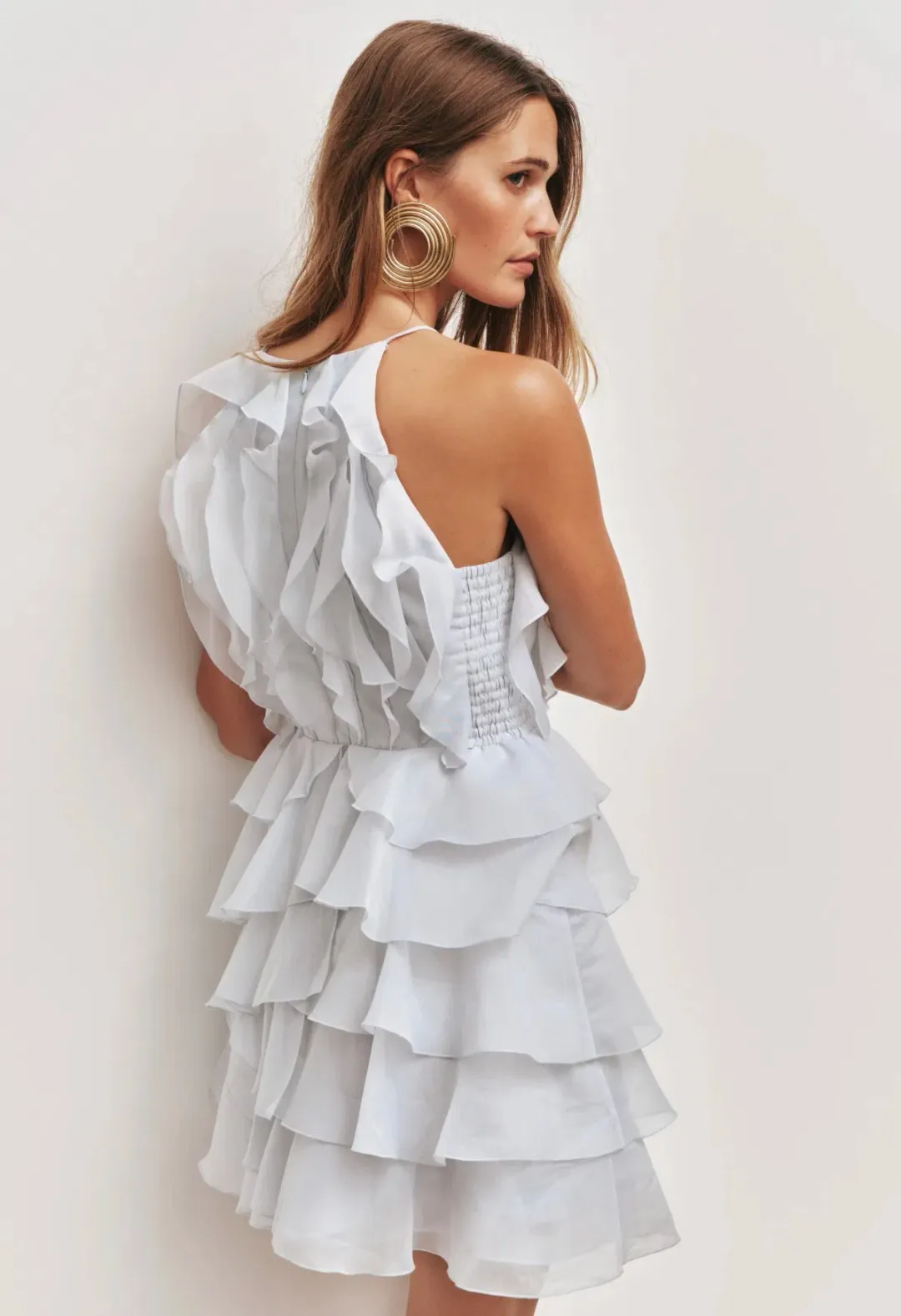 Aje Cleo Mini Dress Silver Blue size 8 for rent on The Volte - main image