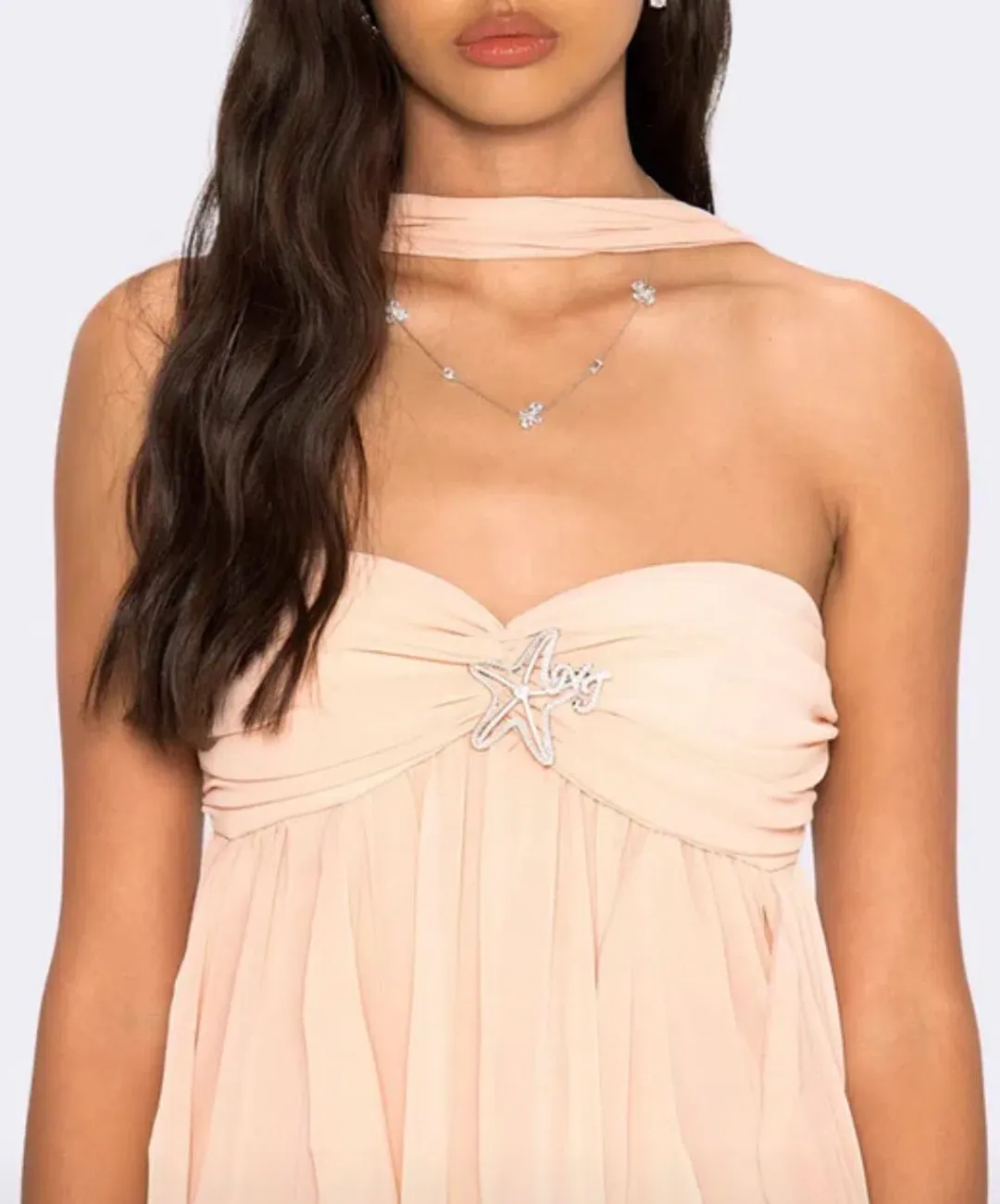 Nana Jacqueline Mariah Dress in Peach size S for rent on The Volte - main image