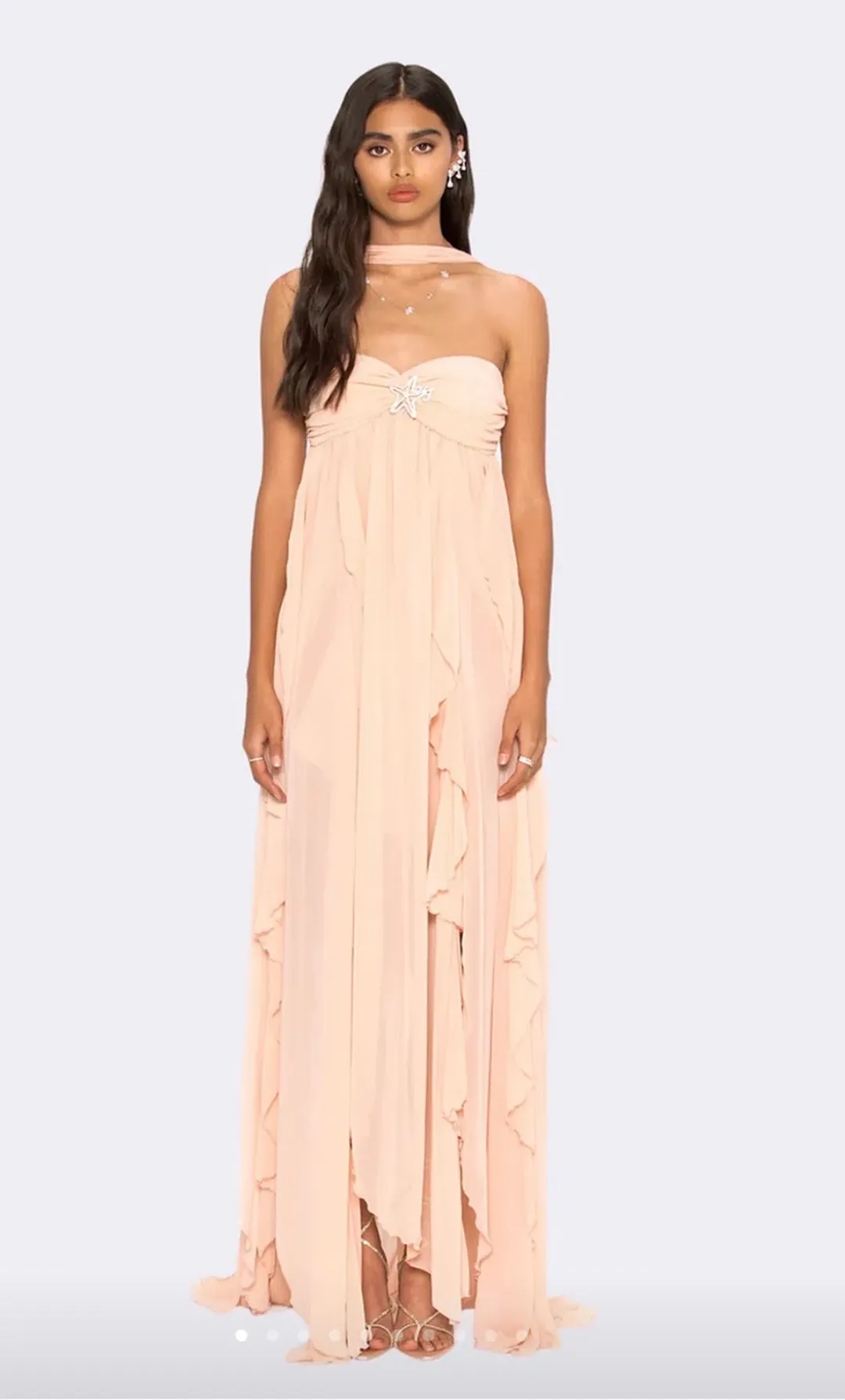 Nana Jacqueline Mariah Dress in Peach size S for rent on The Volte - main image