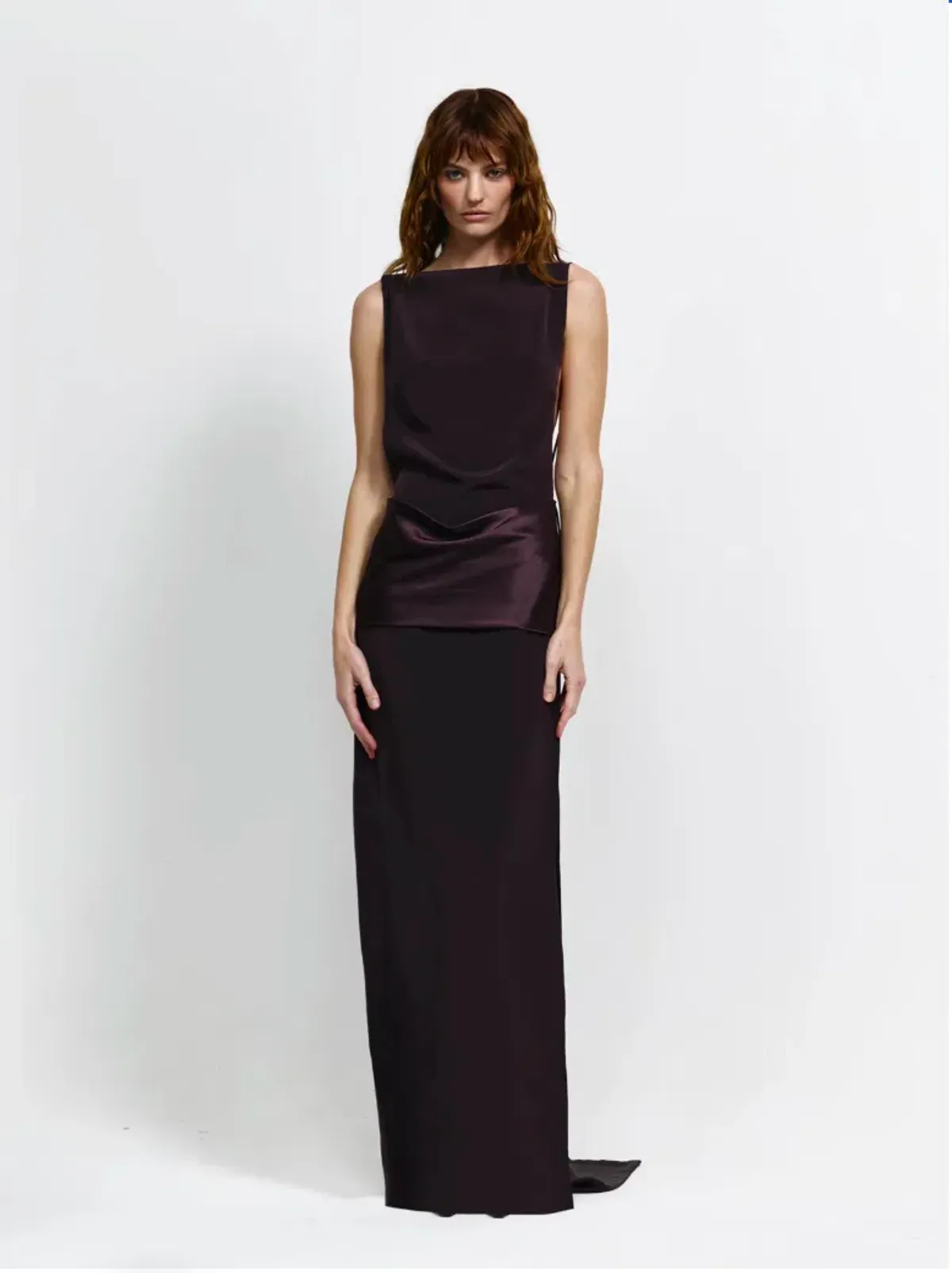 Effie Kats Ricardo Gown Chocolate Size M - Image 1