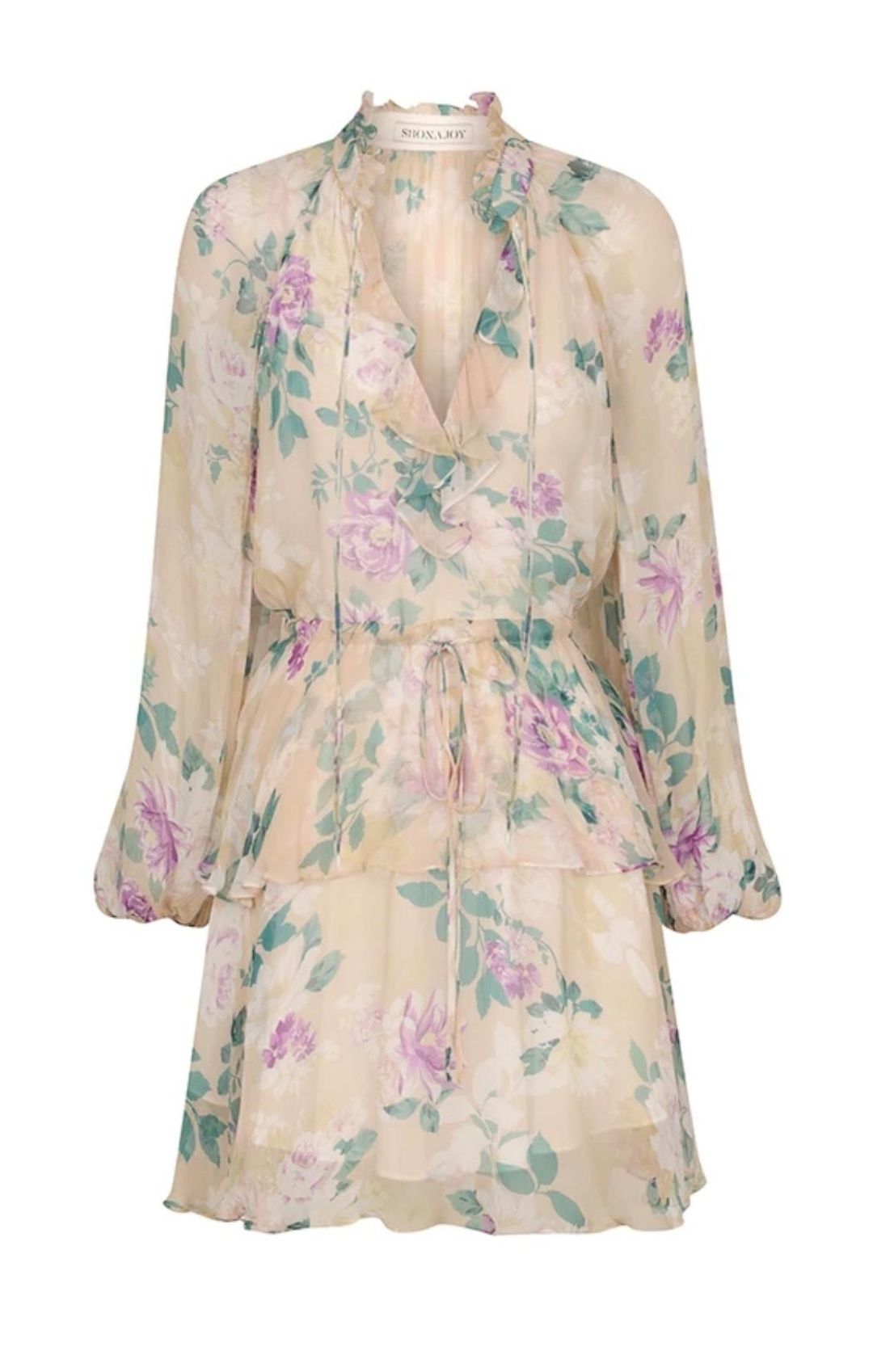 Shona Joy Donatella Drawstring Mini Dress Print Size 10 for rent on The Volte - main image